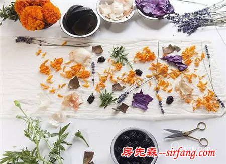 #扎染教程# 使用天然植物染料，DIY美丽的长方桌巾/桌旗手工diy教程