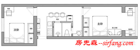 70平长条户型老公寓改造现代风