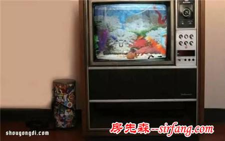 旧电视改造再利用 DIY手工制作怀旧风鱼缸