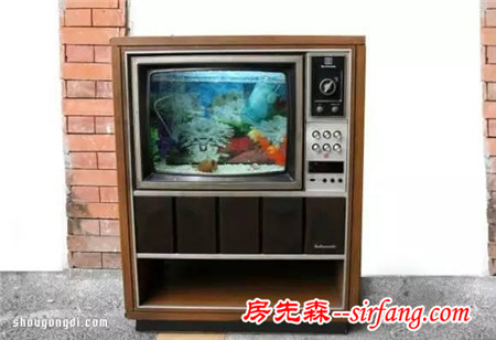 旧电视改造再利用 DIY手工制作怀旧风鱼缸
