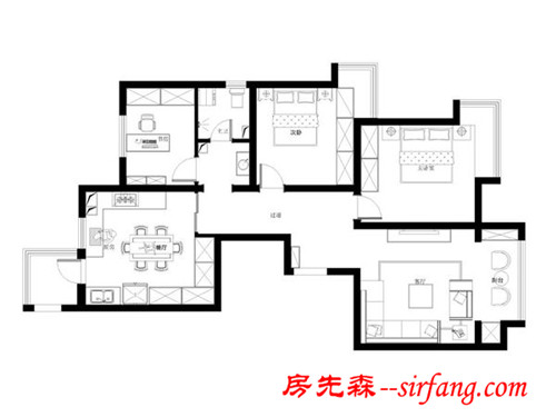 城市花园115平老房装修方案，吊顶石膏线就好