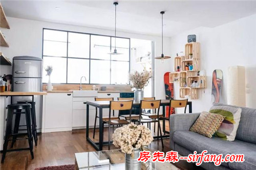 这间小公寓融合了工业、日式和别致风格