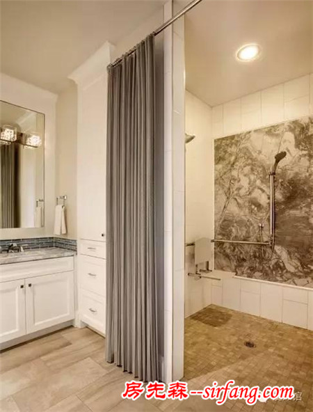 小卫生间做干湿分离，浴帘是最好的选择！