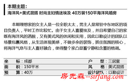 时尚主妇情迷埃及 40万装150平海洋风婚房