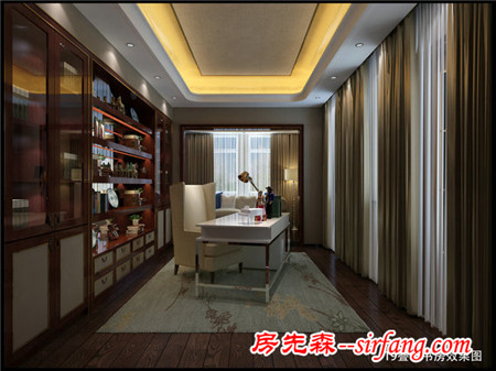 贵阳中铁生态城别墅装修，娱乐影音室中式风格设计