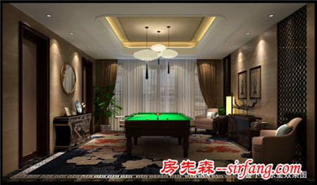 贵阳中铁生态城别墅装修，娱乐影音室中式风格设计