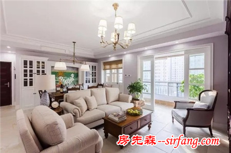 上海装修-经典米色优雅简洁的美式三居室