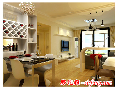中信城唯美吧台设计，两居室也可以这么美