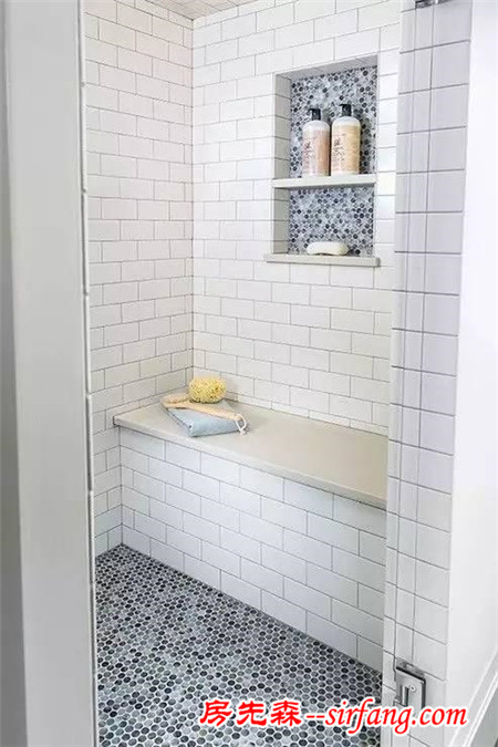 浴室也可以试试小六角砖