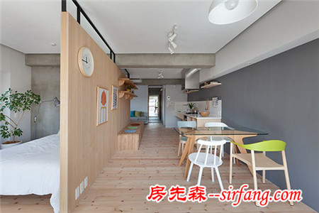 清新养眼原木风 64平米开放式公寓