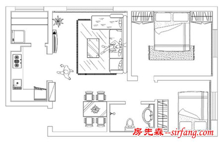 國(guó)瑞城小公寓70平米時(shí)尚兩居現(xiàn)代簡(jiǎn)約裝修效果圖