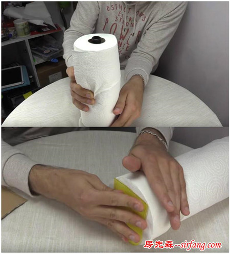 混凝土直接倒入PVC管材中，成品方便抽取纸巾