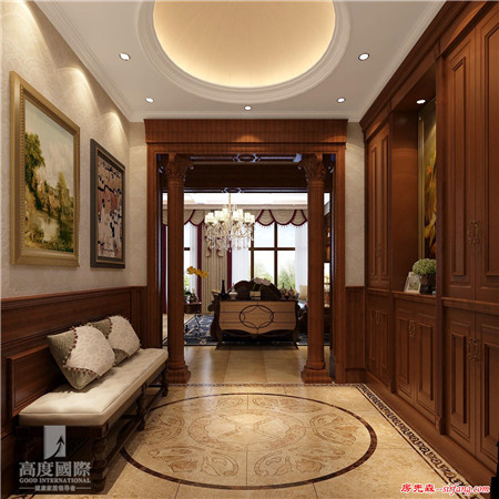 杭州室内设计案例——绿城蓝庭400平米美式风格