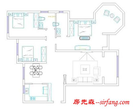 中力七里湾130平现代三室体现现代风格的艺术魅力（郑州）
