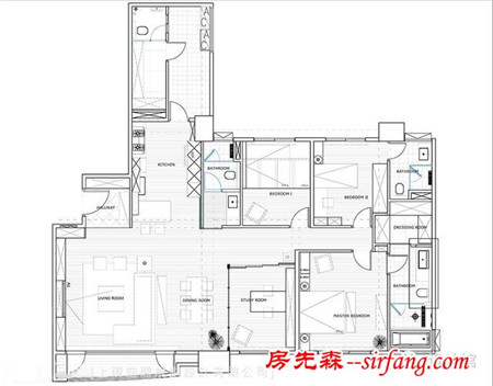 181㎡现代简约，通透的玻璃墙书房好大方！