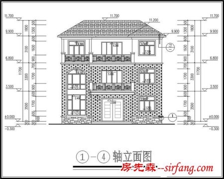 占地120平方米三层豪华农村别墅设计施工图纸