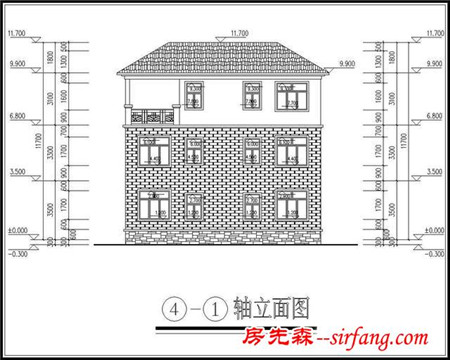 占地120平方米三层豪华农村别墅设计施工图纸