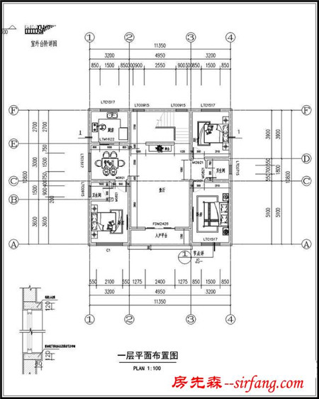 占地120平方米三层豪华农村别墅设计施工图纸