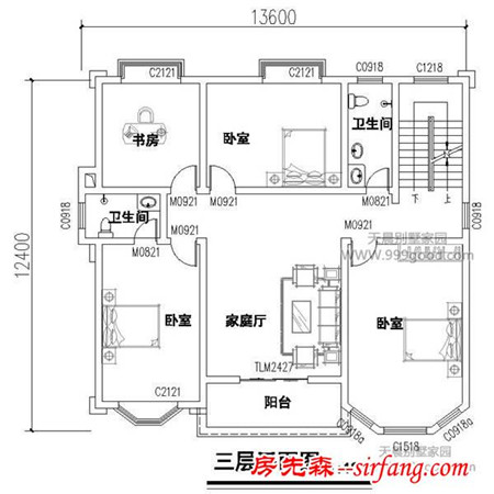 12.4X13.6米别墅设计图平面图，四层霸气欧式豪华风