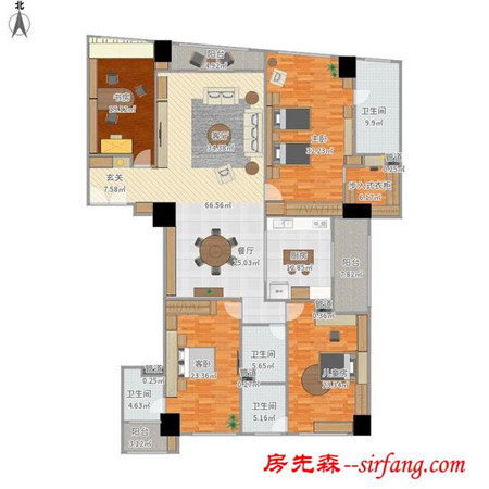 215方混搭四居，簡潔明快的立面收整