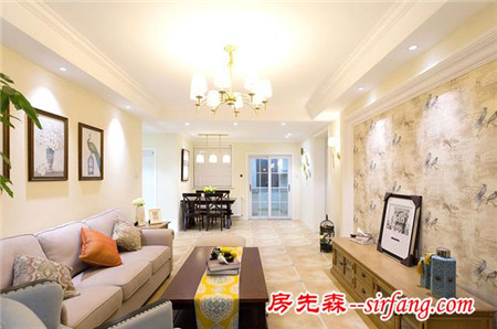 115平美式風(fēng)格三室兩廳裝修，簡(jiǎn)約清爽