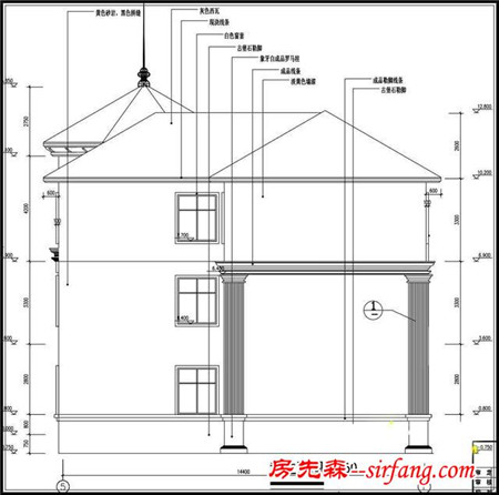 三层豪华私人定制自建别墅设计图 14X14米户型方正