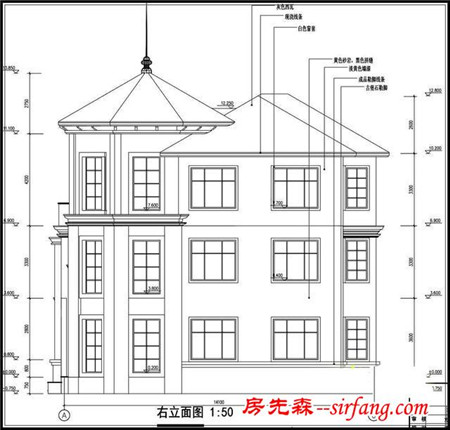 三层豪华私人定制自建别墅设计图 14X14米户型方正