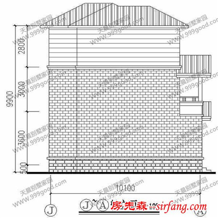 农村两层别墅设计图+平面图，11X12.9米带车库