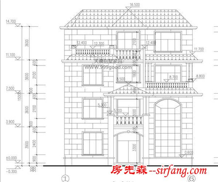 农村两层别墅设计图+平面图，11X12.9米带车库