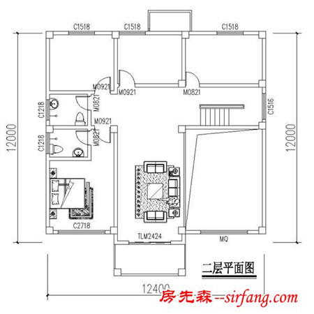 农村12.4X12米别墅设计图，简欧彰显文艺气质！