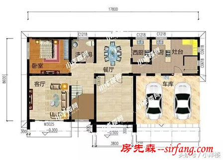 這款二層帶庭院別墅，采用農(nóng)村灶臺和現(xiàn)代廚房相結(jié)合