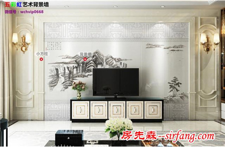 山水画新中式客厅背景墙《大好河山》，嘉人中国风盛典！