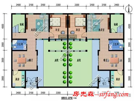 7套带小院的双拼别墅户型，过年和兄弟联手盖一栋！含图纸