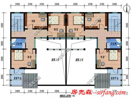 7套带小院的双拼别墅户型，过年和兄弟联手盖一栋！含图纸