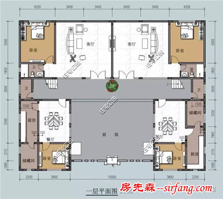 7套带小院的双拼别墅户型，过年和兄弟联手盖一栋！含图纸