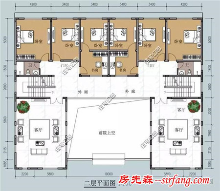 7套带小院的双拼别墅户型，过年和兄弟联手盖一栋！含图纸