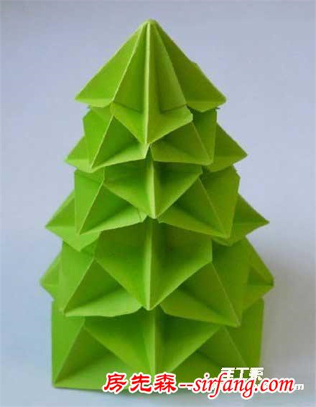 可爱的立体圣诞树折纸图解教程