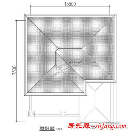 农村三层豪华别墅设计图，17.3X13.5米有施工图！