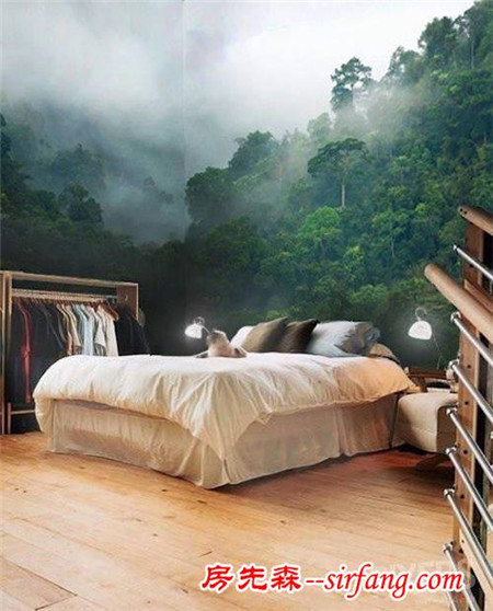 卧室超逼真森林壁纸
