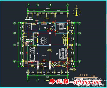 新农村三层别墅设计图 农村自建房图纸15X13含水电效果图