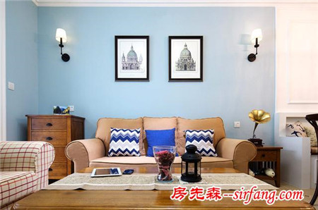 现代美式公寓装修图片，优雅蓝宝石