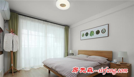 115平三室两厅，简约日式，木色与青色雕饰的家