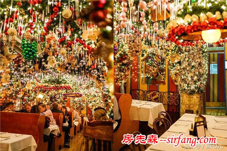 纽约这间花了六万五千美金布置的圣诞气氛餐厅究竟布置成什么样？
