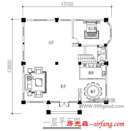 农村四层自建房设计图，13.1X13.9米至美阔气的舒适享受