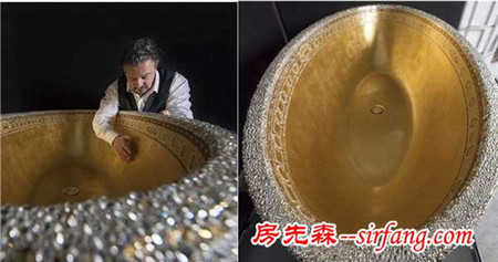 土豪专用百万金澡盆 镶几万颗宝石你敢洗吗