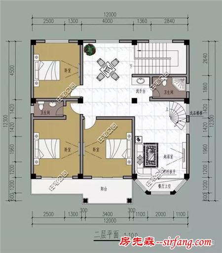 3套12x12米自建房，实用布局你更喜欢哪个？含图纸