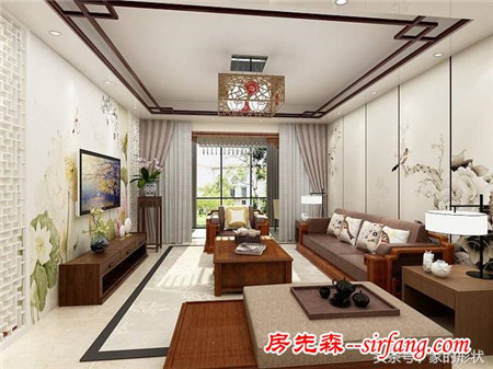 新中式风格，两居室虽小，但是成熟稳重许多！