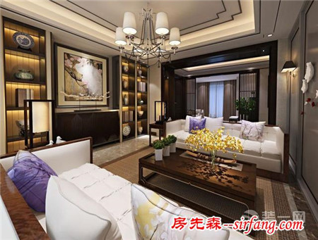上海环球翡翠湾花园别墅新中式风格装修效果图
