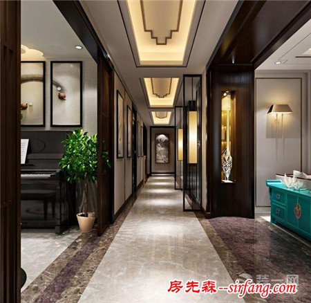 上海环球翡翠湾花园别墅新中式风格装修效果图