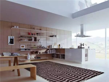 14個白色和木紋廚柜的廚房設計